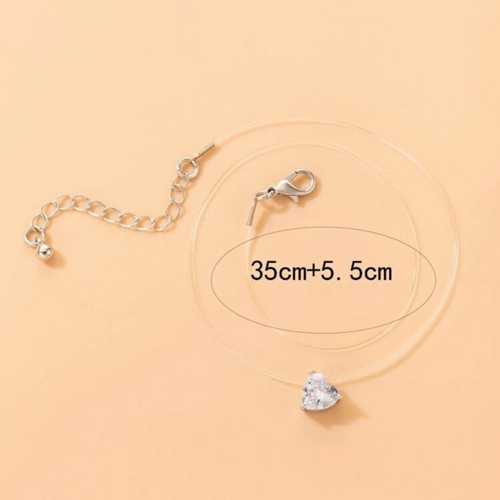 Cubic Zirconia Heart Charm Necklace - Picture 4 of 5
